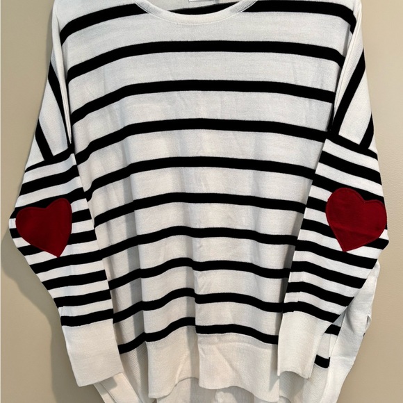Striped Sweater with Heart Patch - Picture 2 of 9